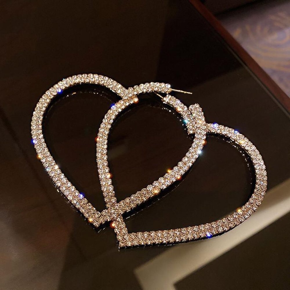 Heart Rhinestone Earrings - Picture 2 of 3